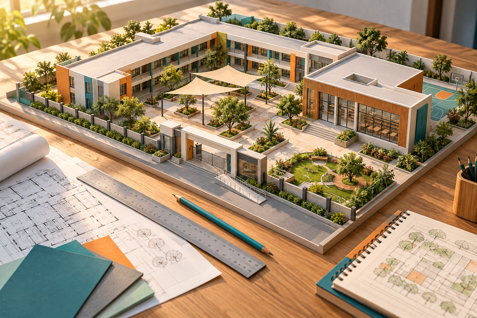 Conceptual school campus model